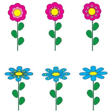 Collection flowers on white background Stock-Illustration