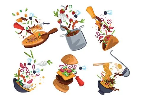 Collection of food exploded views Stock Illustration