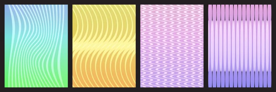 A collection of four abstract vector backgrounds featuring smooth wavy lines Stock Illustration