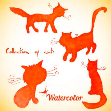 Collection of four cats Stock Illustration
