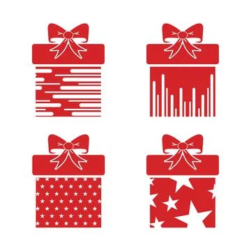 The Collection of Four Christmas Gift Elements Vector Design, and Four Red .. 스톡 일러스트
