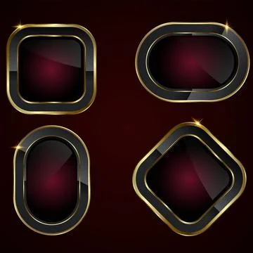 Collection of four different shapes of buttons in red modern luxury concept.. Stock Illustration