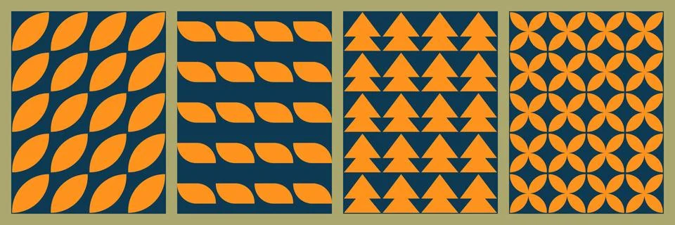 A collection of four distinct seamless vector patterns featuring repeating or Stock Illustration
