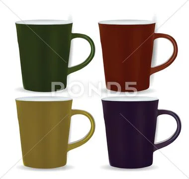 Collection of four mugs Stock Illustration