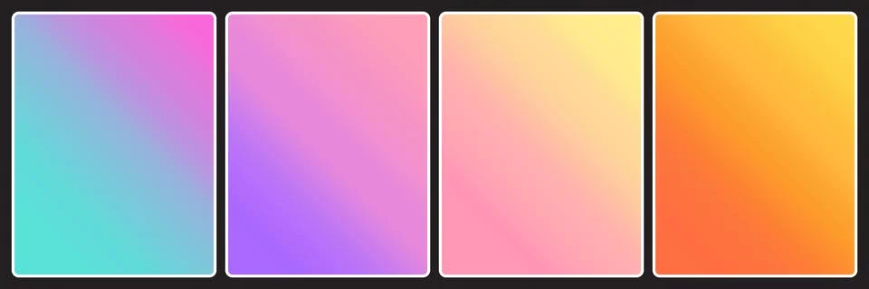 A collection of four rectangular gradient panels featuring smooth color trans Stock Illustration