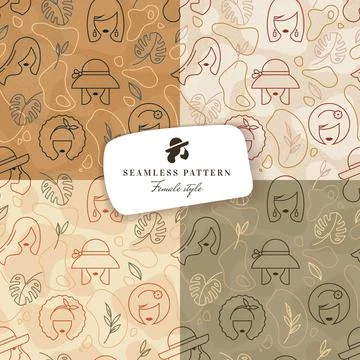 A collection of four seamless patterns in different colors on the theme of Stock Illustration