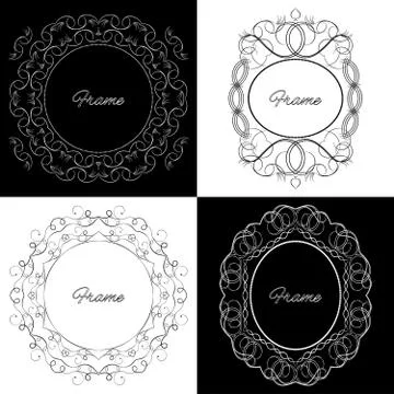 Collection of four stylish elegant frame イラスト素材