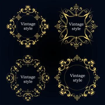 Collection of four vector frames with sample text. Stock Illustration