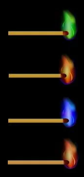 Collection with four vector matches on black backdrop Stock Illustration