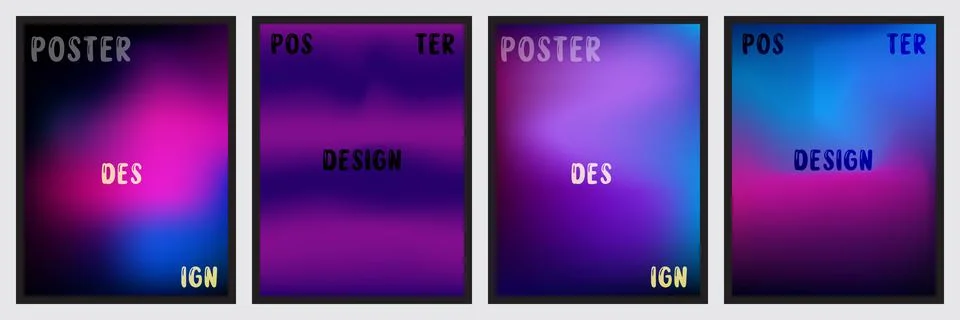 A collection of four vertical posters featuring smooth, colorful gradient bac Stock Illustration