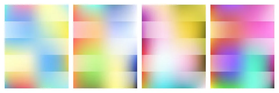 A collection of four vibrant, soft-focus gradient backgrounds featuring horiz Stock Illustration