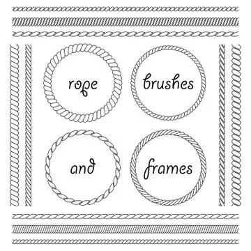 Collection of frames and brushes of the braided rope Stock Illustration