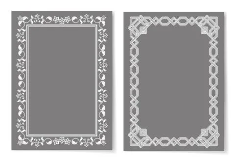Collection Frames Silver Color Isolated on Grey Stock Illustration