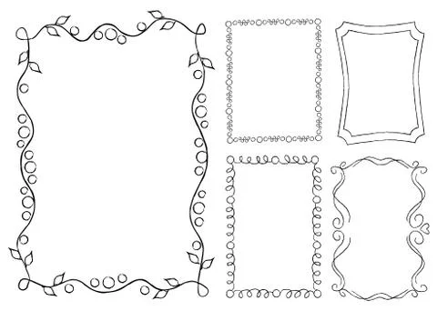 Collection of Frames with Swirls Rectangular Shape Stock Illustration