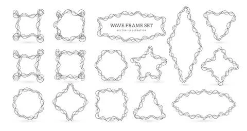 Collection of frames from tangled lines. Frames of complex pulsating lines for Stock Illustration