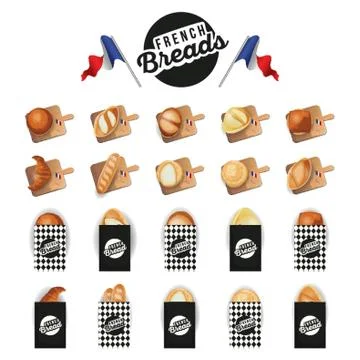Collection Of French Breads Stockillustratie