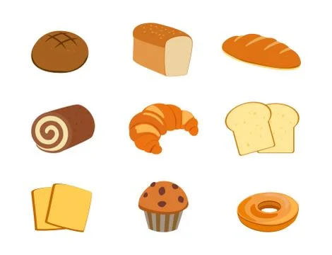 Collection of fresh bakery set isolated on white background - vector illustratio Stock Illustration