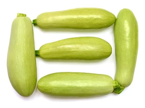 Collection fresh squash vegetable marrow zucchini whole isolated on white b.. Stock-Fotos