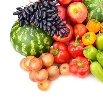 Collection of fruit and vegetables Stock Photos