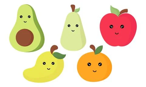 Collection of fruit character illustrations Illustrazione stock