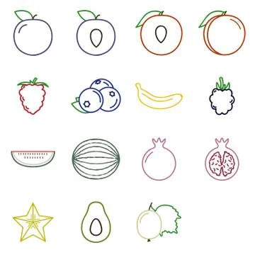 Collection of fruit icons Stock Illustration