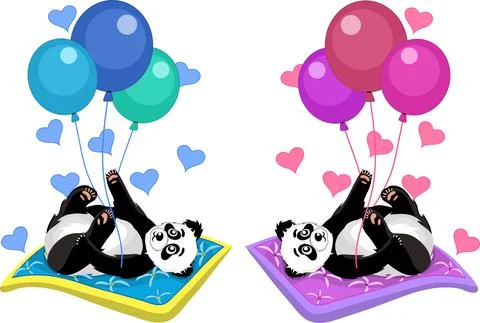 Collection of funny pandas Stock Illustration