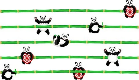 Collection of funny pandas Stock Illustration