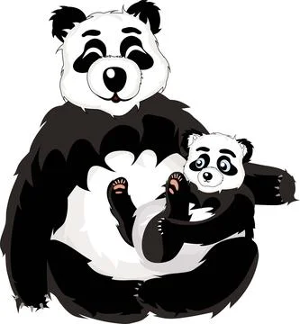 Collection of funny pandas Stock Illustration