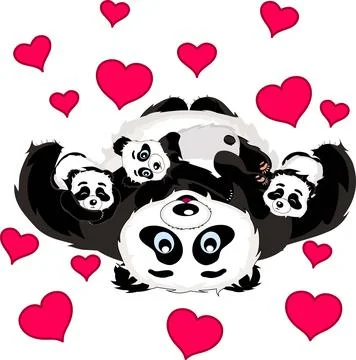 Collection of funny pandas Stock Illustration