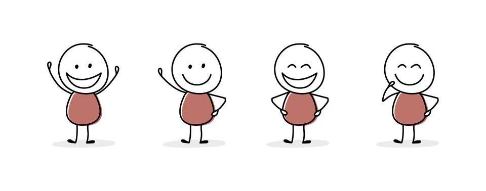Collection of funny stickman showing gestures. Vector Stock Illustration
