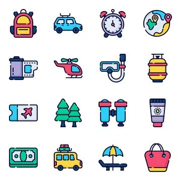 A collection of funny summer beach graphics and cute characters suffering from 库存插图