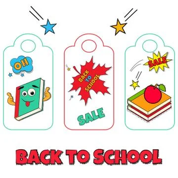 Collection of funny tags Back to school Stock Illustration