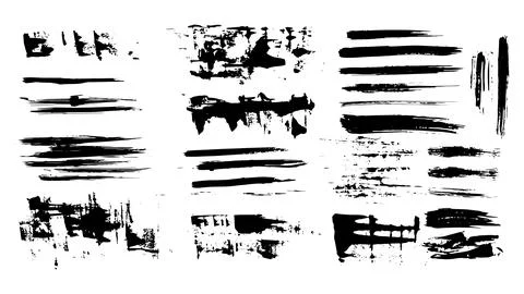 Collection of fuzzy bold horizontal lines for grunge style design Stock Illustration