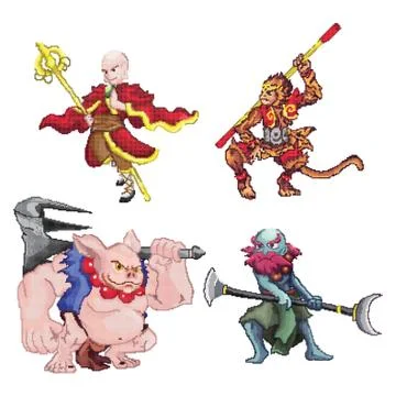 Collection of gaming characters Illustrazione stock