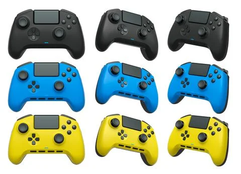 Collection of gaming controllers with different colors and designs for gaming イラスト素材