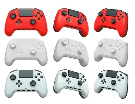 Collection of gaming controllers with different colors and designs for gaming イラスト素材