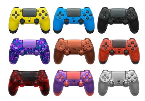Collection of gaming controllers with different colors and designs for gaming イラスト素材