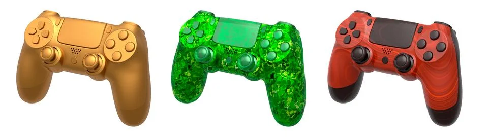 Collection of gaming controllers isolated on white background with clipping path Stock Illustration