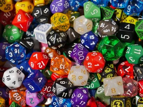 Collection of gaming dice Stock Photos