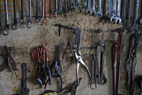Collection of garage tools Stock Photos