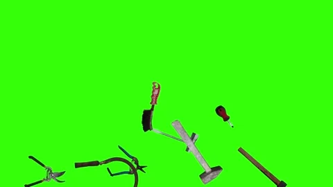 Collection of garden and cleaning tools floating , green background Stock-Footage 333500510