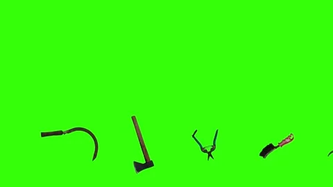 Collection of garden and cleaning tools floating , green background Stock-Footage 333500540
