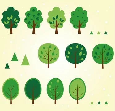 Collection of garden trees. vector illustration Stock Illustration