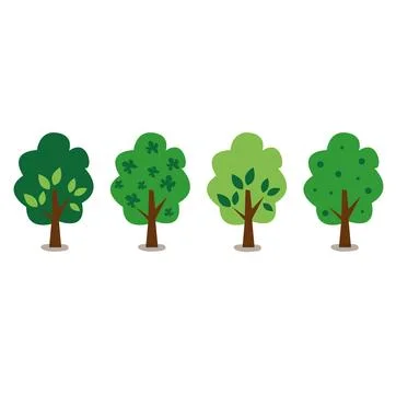 Collection of garden trees. vector illustration Stock Illustration