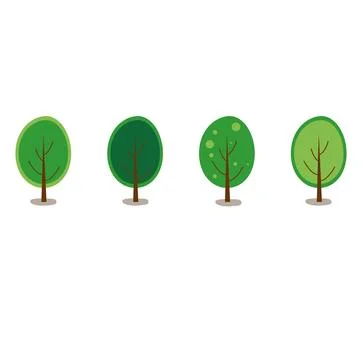 Collection of garden trees. vector illustration Stock Illustration