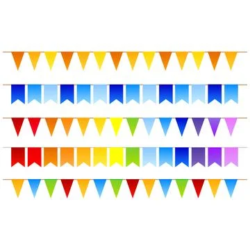 Collection of garlands of flags. Vector design elements. Festive set. Vecto.. Stock Illustration