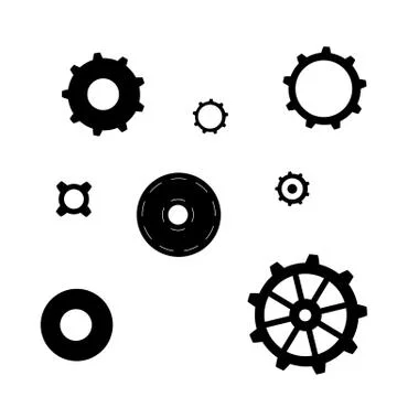 Collection of gears. Elements for graphic design. Vector illustration. Stock Illustration