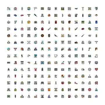 Collection of general purpose interface icons for various applications 스톡 일러스트