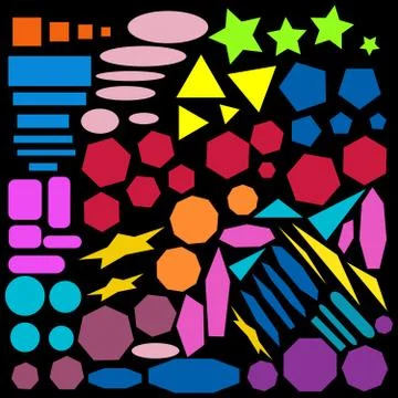 Collection of geometric abstract colored design elements Stock Illustration