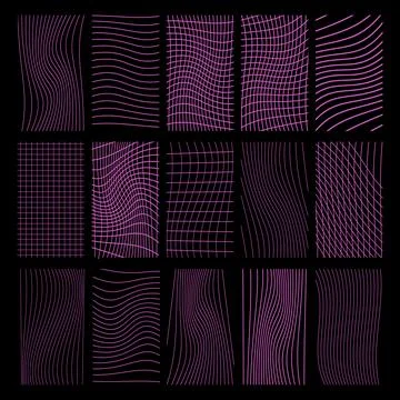 Collection geometric linear grid patterns backgrounds. Vector silhouette is.. Stock Illustration